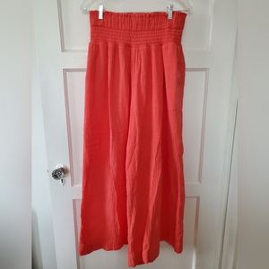 Anthropologie Coral Gauze Palazzo Pants